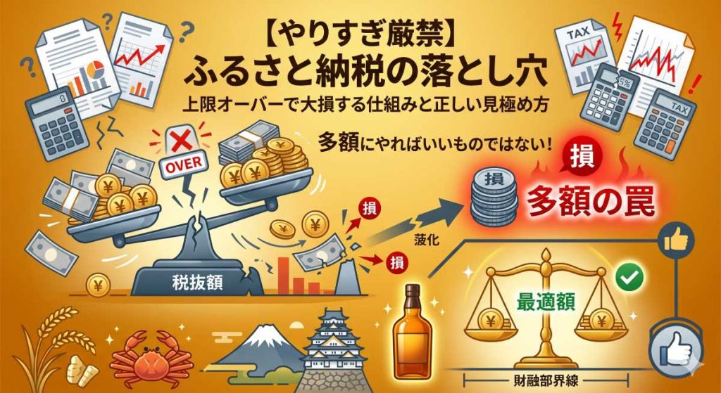 【やりすぎ厳禁】ふるさと納税は多額にやればいいものではない！上限オーバーで大損する仕組みと正しい見極め方