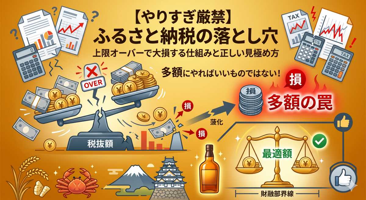 【やりすぎ厳禁】ふるさと納税は多額にやればいいものではない!上限オーバーで大損する仕組みと正しい見極め方