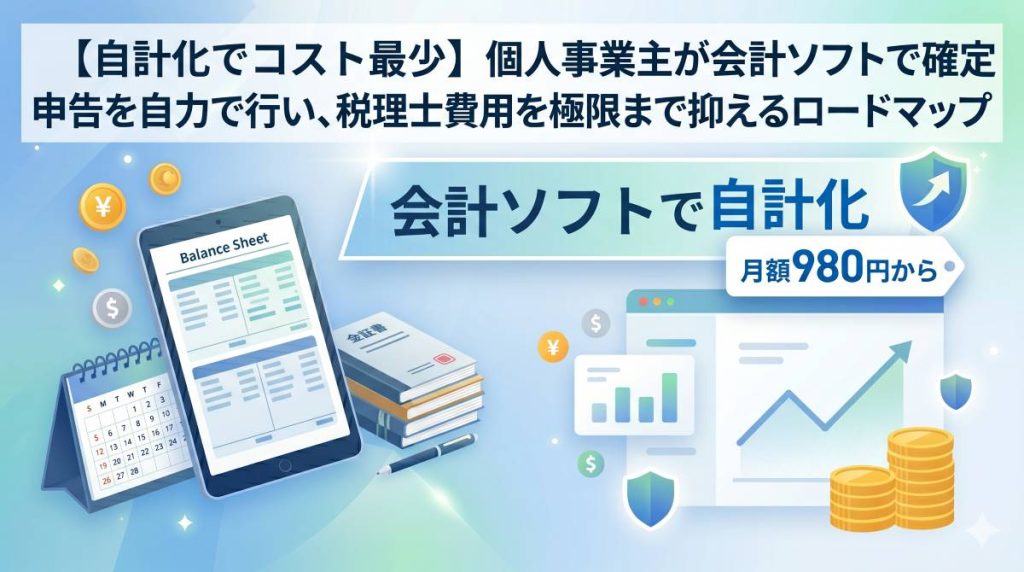 【自計化でコスト最少】個人事業主が会計ソフトで確定申告を自力で行い、税理士費用を極限まで抑えるロードマップ